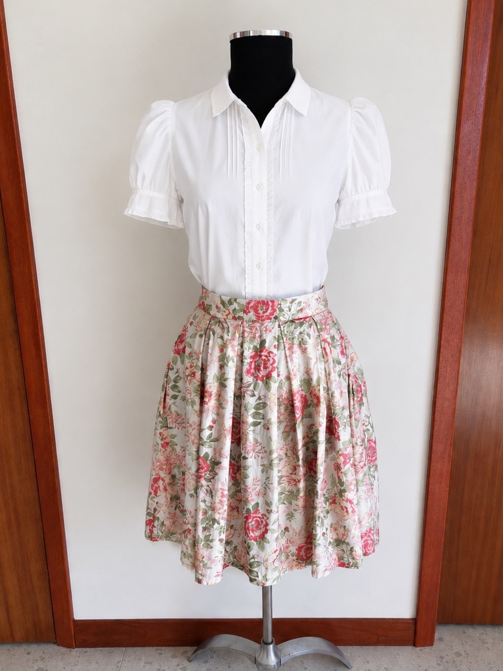 Laura Ashley Cottagecore Victorian Floral Roses Cotton Circle Skirt - Size 6/8
